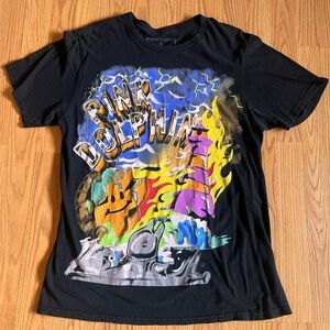 Pink Dolphin Black Tee with Colorful Graphic